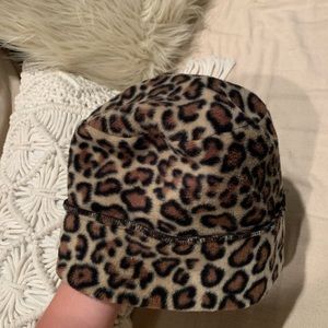 Fuzzy cheetah print hat